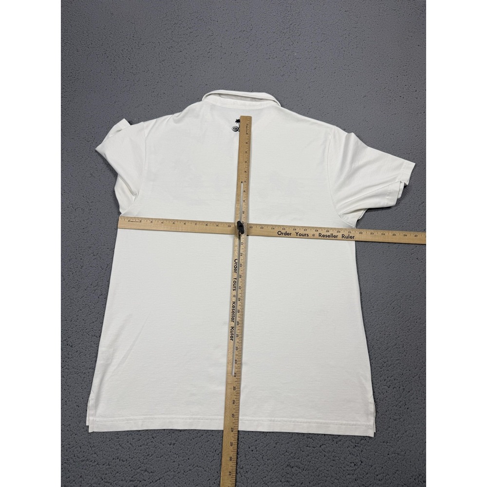 Travis Mathew Polo Shirt Mens Large White Palm Tree Graphic Pima Golf Tropical - Picture 5 of 9